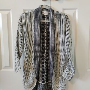 Pink Rose Navy and White Patterned Cardigan